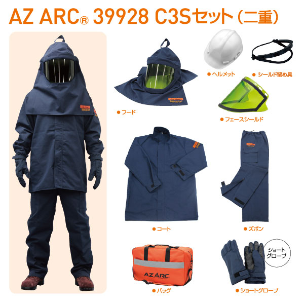 AZ ARC 39928 アークフラッシュ防護服 C3S セット 二重